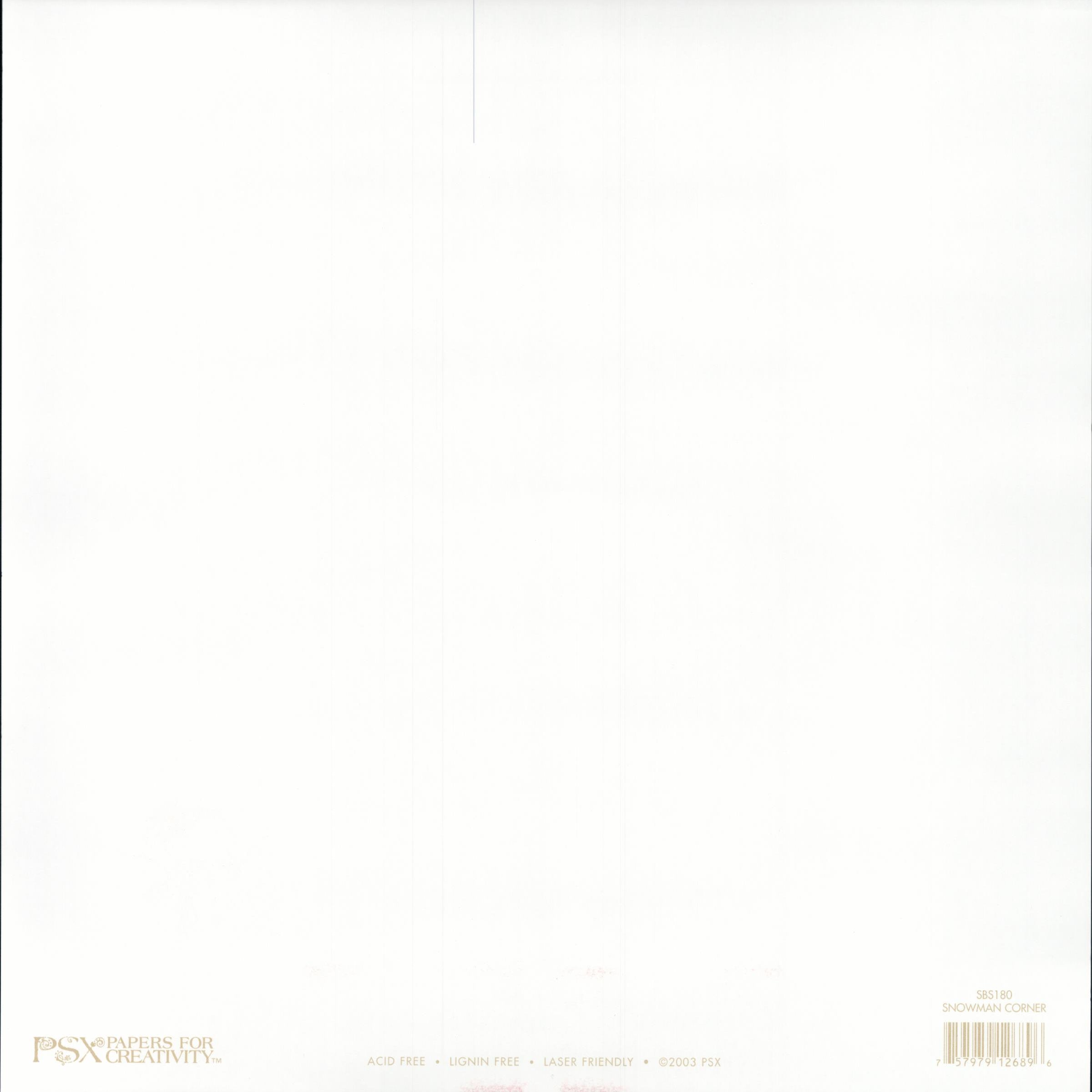 PSX Papers for Creativity Snowman Corner 12x12 scrapbook paper - reverse side, acid free, lignin free, laser friendly, 80 lbs, item SDS191