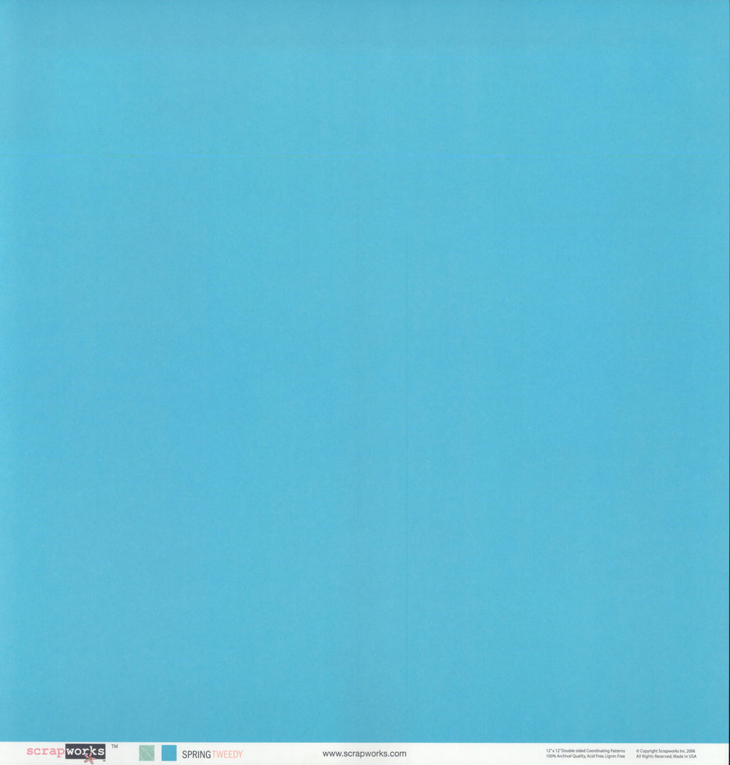 Scrapworks Spring Tweedy 12x12 Scrapbook Paper - solid teal reverse