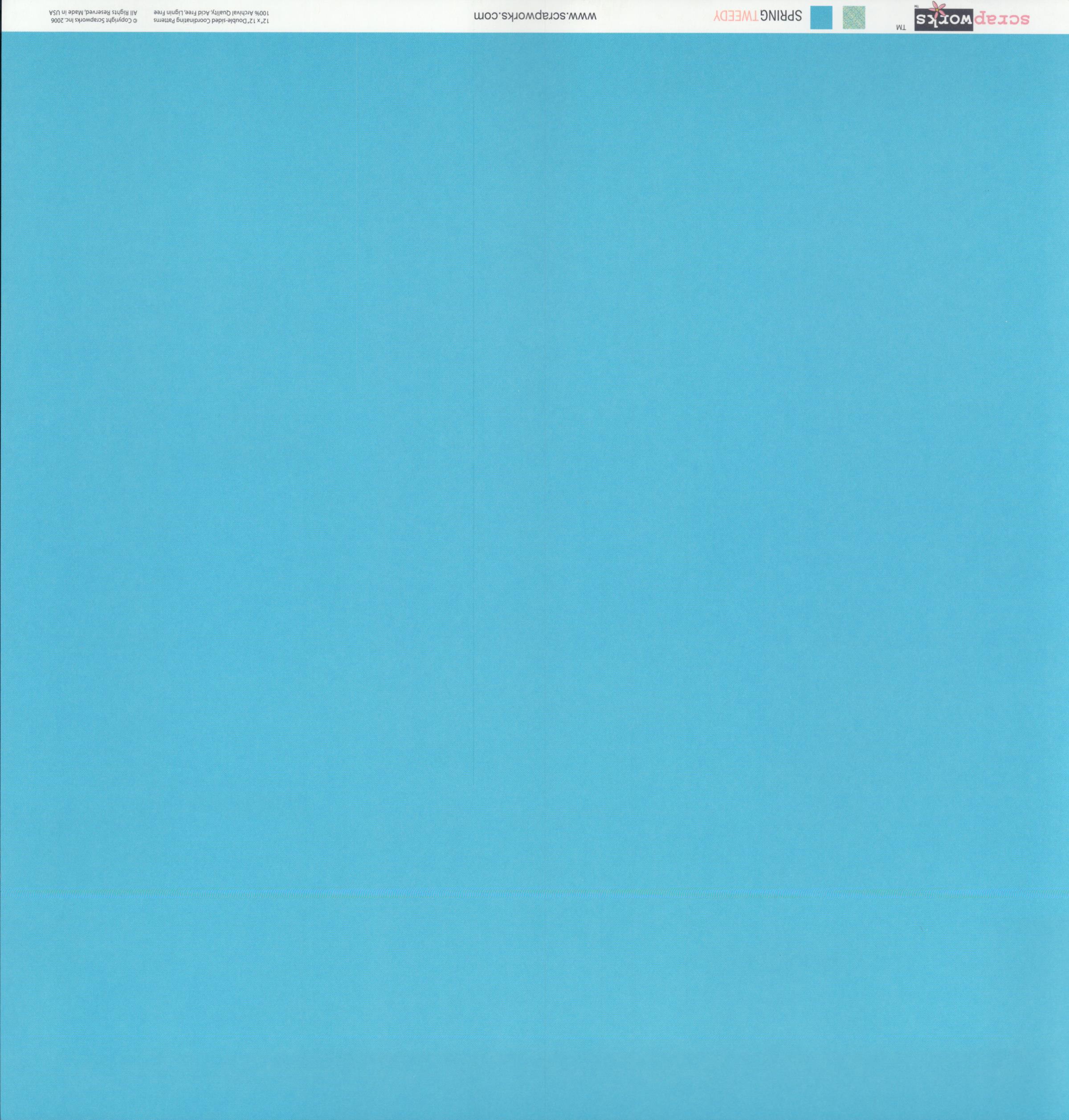 Scrapworks Spring Tweedy 12x12 Scrapbook Paper - solid teal reverse