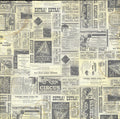 The Paper Studio Vintage Newspaper 12x12 scrapbook paper with dense collage of vintage circus posters, Ritz Theatre tickets, Cunard White Star and railroad ads in charcoal black on aged cream