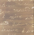 Design Originals Walnut Words 12x12 scrapbook paper with flowing cursive inspirational words in cream on warm brown taupe watercolor wash
