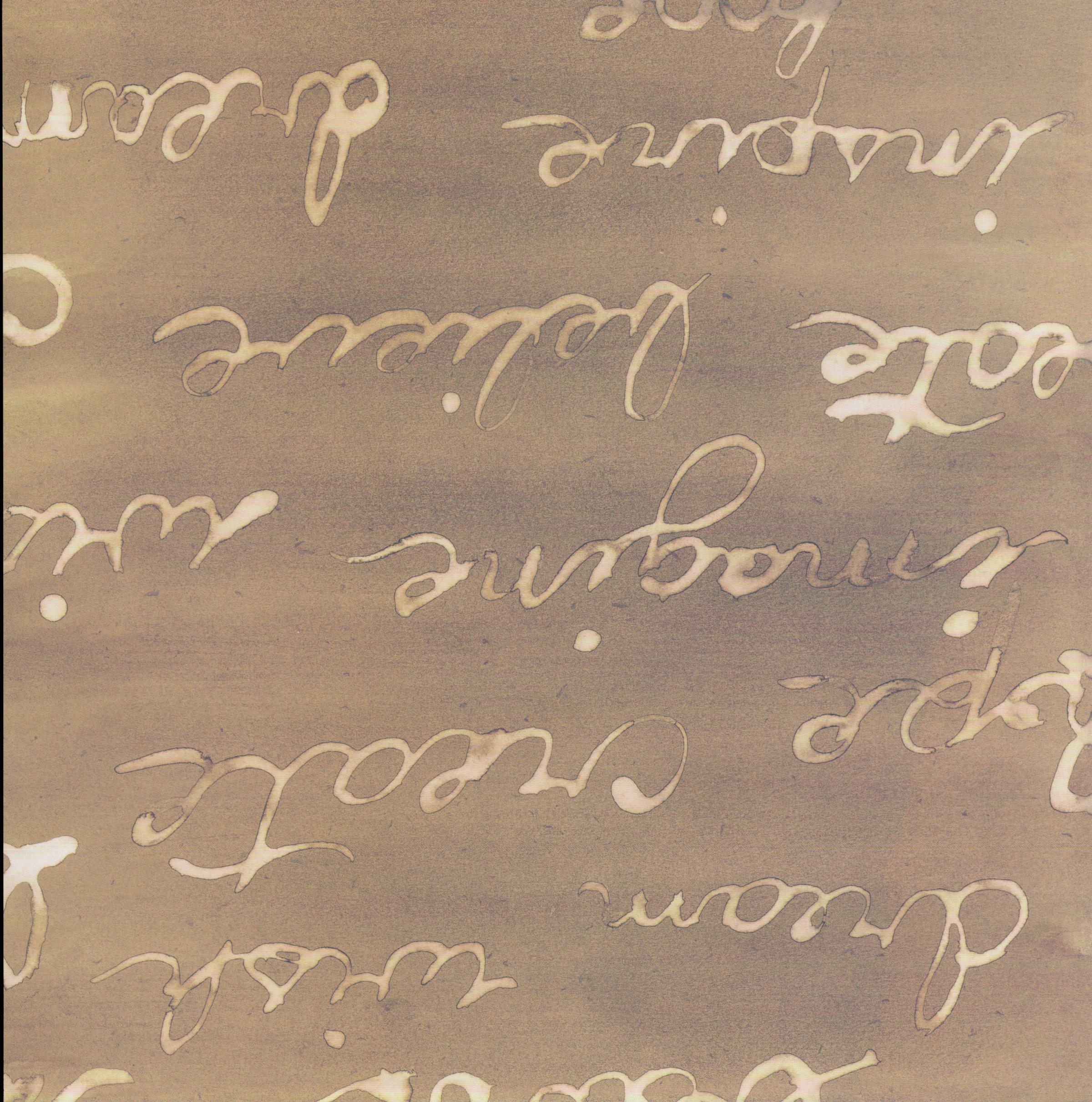 Design Originals Walnut Words 12x12 scrapbook paper with flowing cursive inspirational words in cream on warm brown taupe watercolor wash