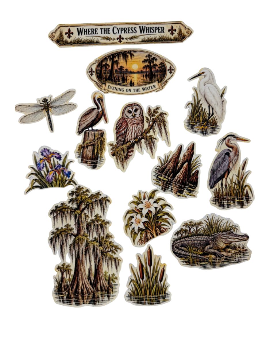 Cypress Bayou Wildlife ephemera — Printed & Precut Ephemera Set