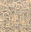 Design Originals Vintage Maps World Stamps 12x12 scrapbook paper with dense antique postage stamp collage in steel blue-grey on golden amber