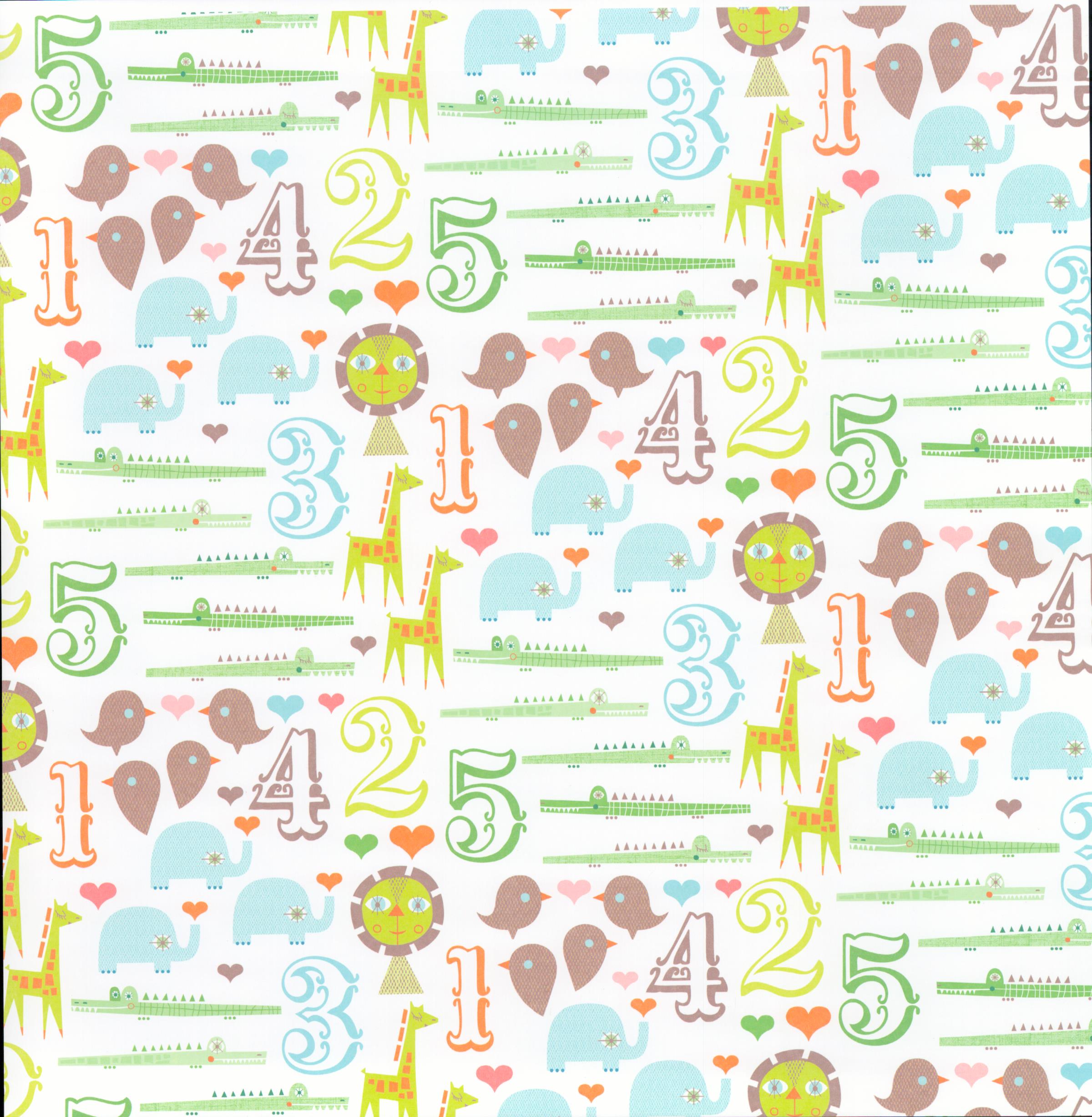 Doodlebug Design Counting Critters Leaves 12x12 scrapbook paper - front side soft lime green background with scattered white leaf silhouettes and tiny white dots