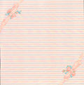 Design Originals Baby Stripes 12x12 scrapbook paper - watercolor horizontal stripes in blush pink lavender and cream with peach ribbon and rosebud corner accents