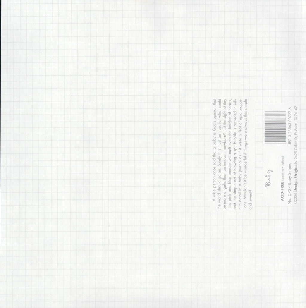 Design Originals Baby Stripes 12x12 scrapbook paper - reverse side soft white woven crosshatch texture, item 0727, Design Originals Fort Worth TX