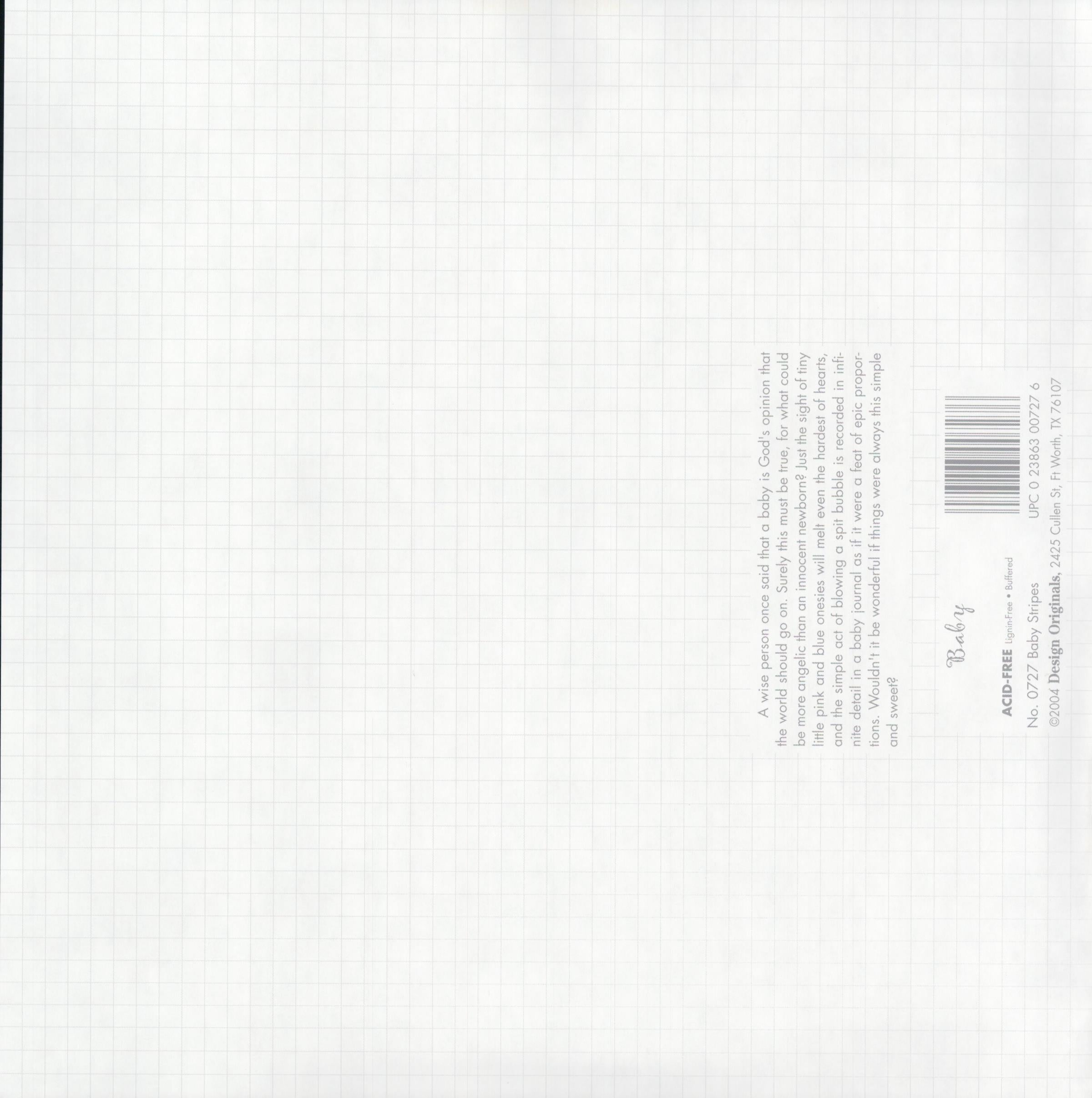 Design Originals Baby Stripes 12x12 scrapbook paper - reverse side soft white woven crosshatch texture, item 0727, Design Originals Fort Worth TX