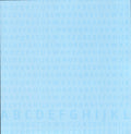 Design Originals Blue A-Z 12x12 scrapbook paper - tone-on-tone sky blue repeating alphabet letters A-Z with bold accent row along bottom edge