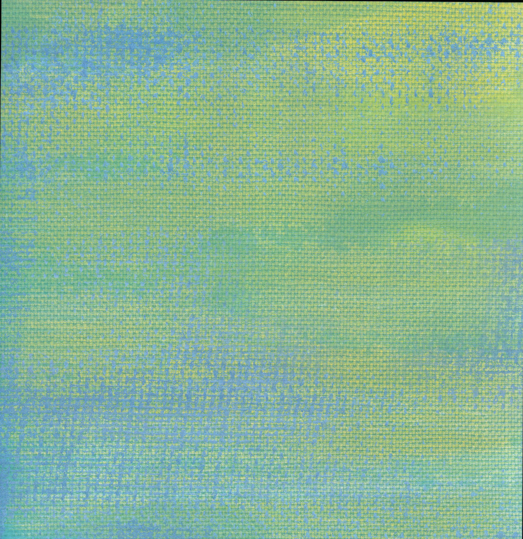 Flair Designs Blue Hawaii 12x12 scrapbook paper - soft chartreuse yellow-green and periwinkle blue fine crosshatch linen texture weave shimmering fabric-like effect