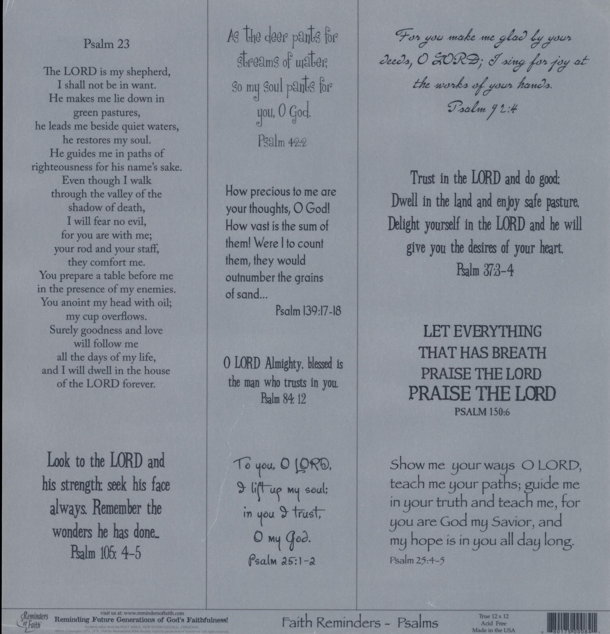 Reminders of Faith Faith Reminders Psalms 12x12 Cardstock
