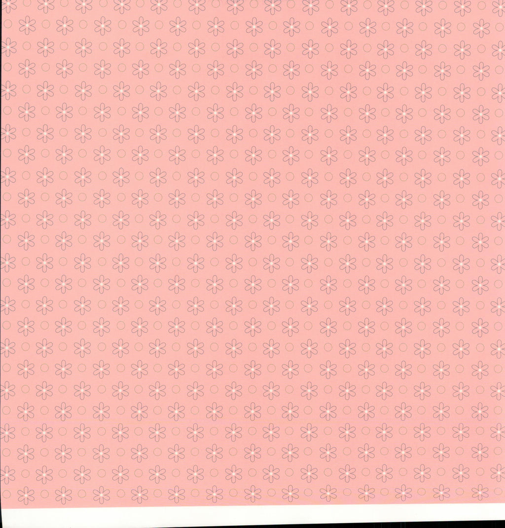 SEI Aunt Gerdi's Garden Flower Bed - tonal daisy flowers on coral pink 12x12 cardstock