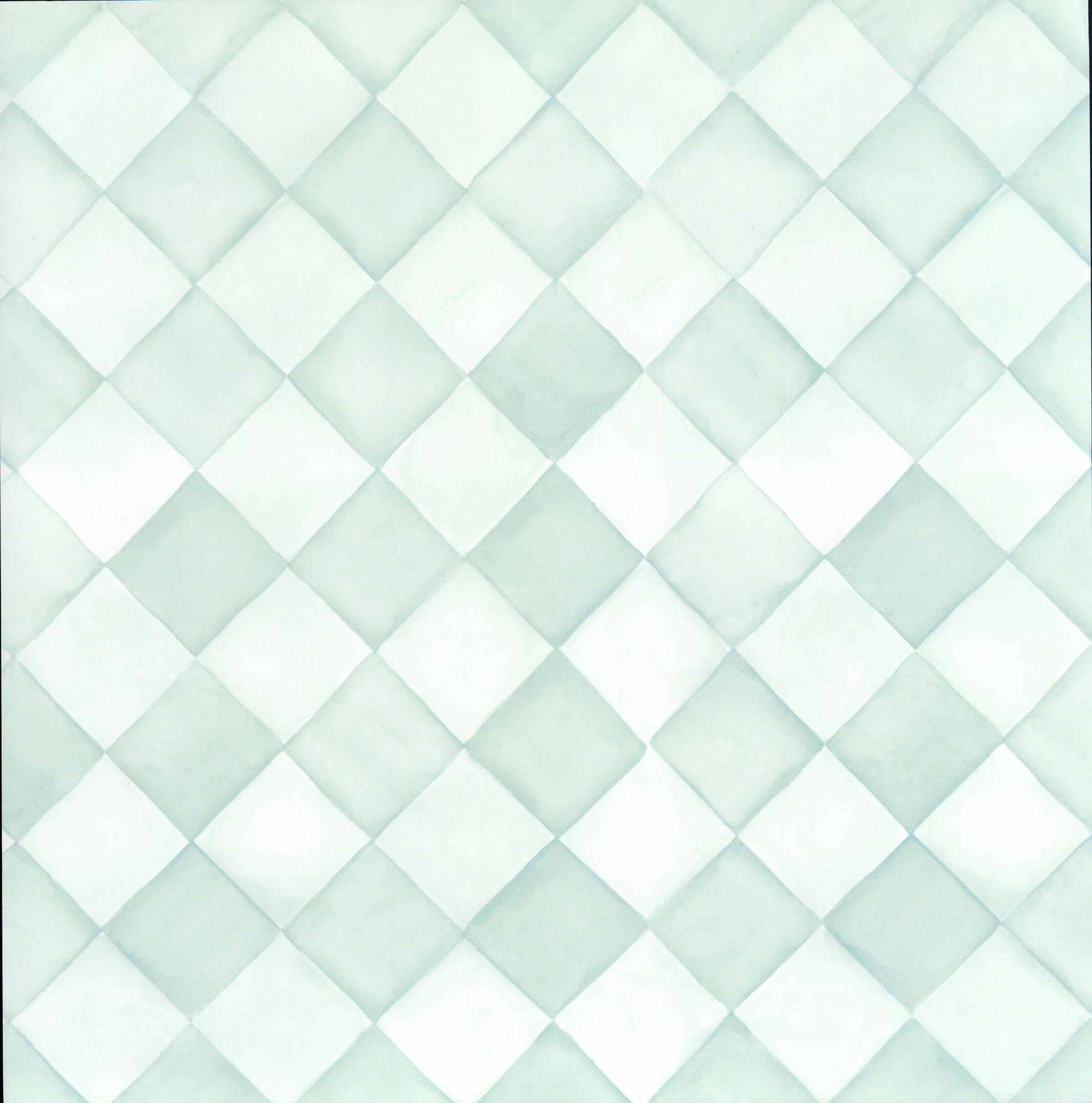 Crafts Etc Green Diamonds 12x12 scrapbook paper - large-scale diamond argyle pattern in soft mint and sage green with subtle 3D quilted shading effect