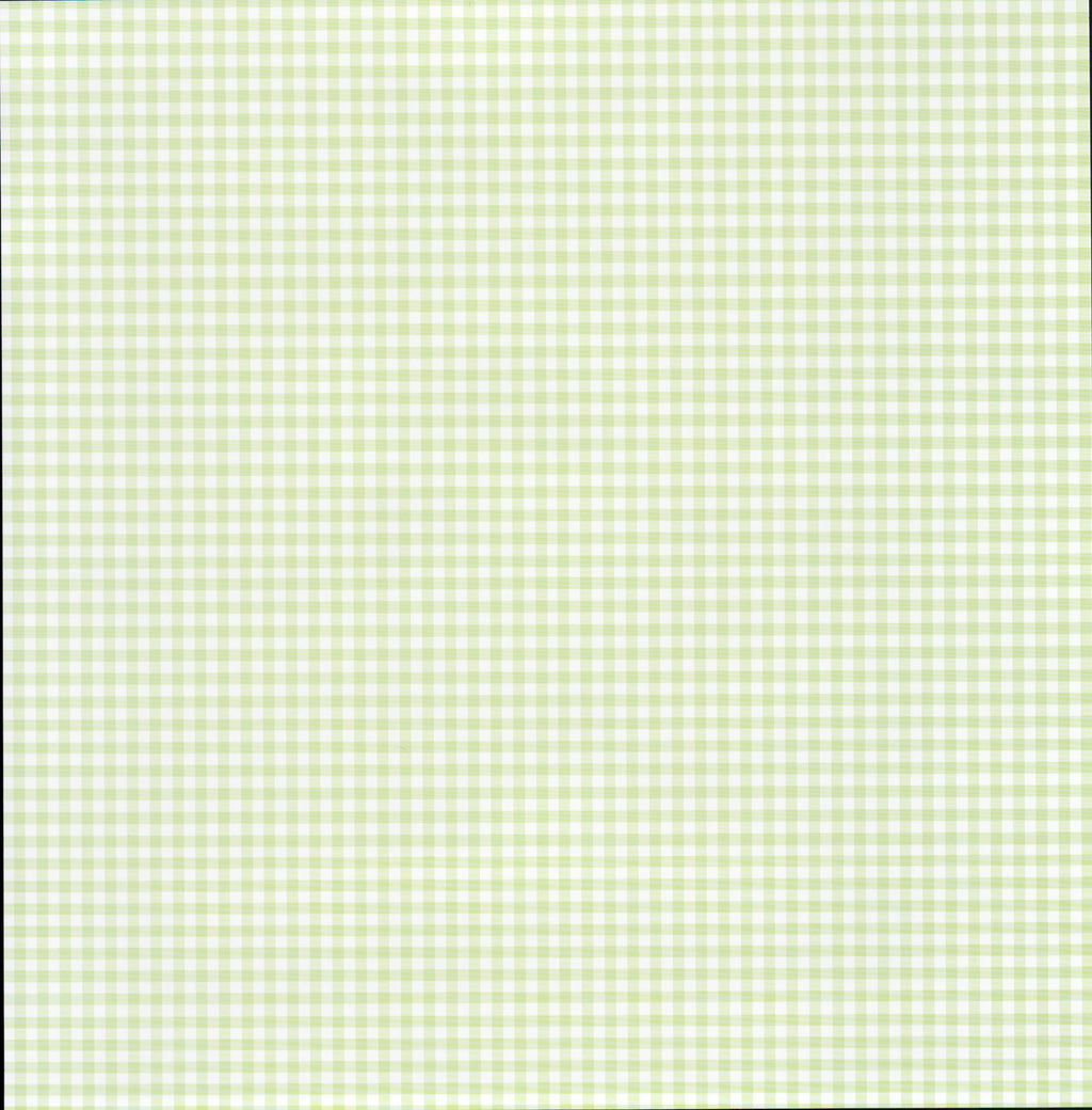 Pale Green Gingham 12x12 scrapbook paper - delicate micro-check gingham pattern in soft sage celery green and white