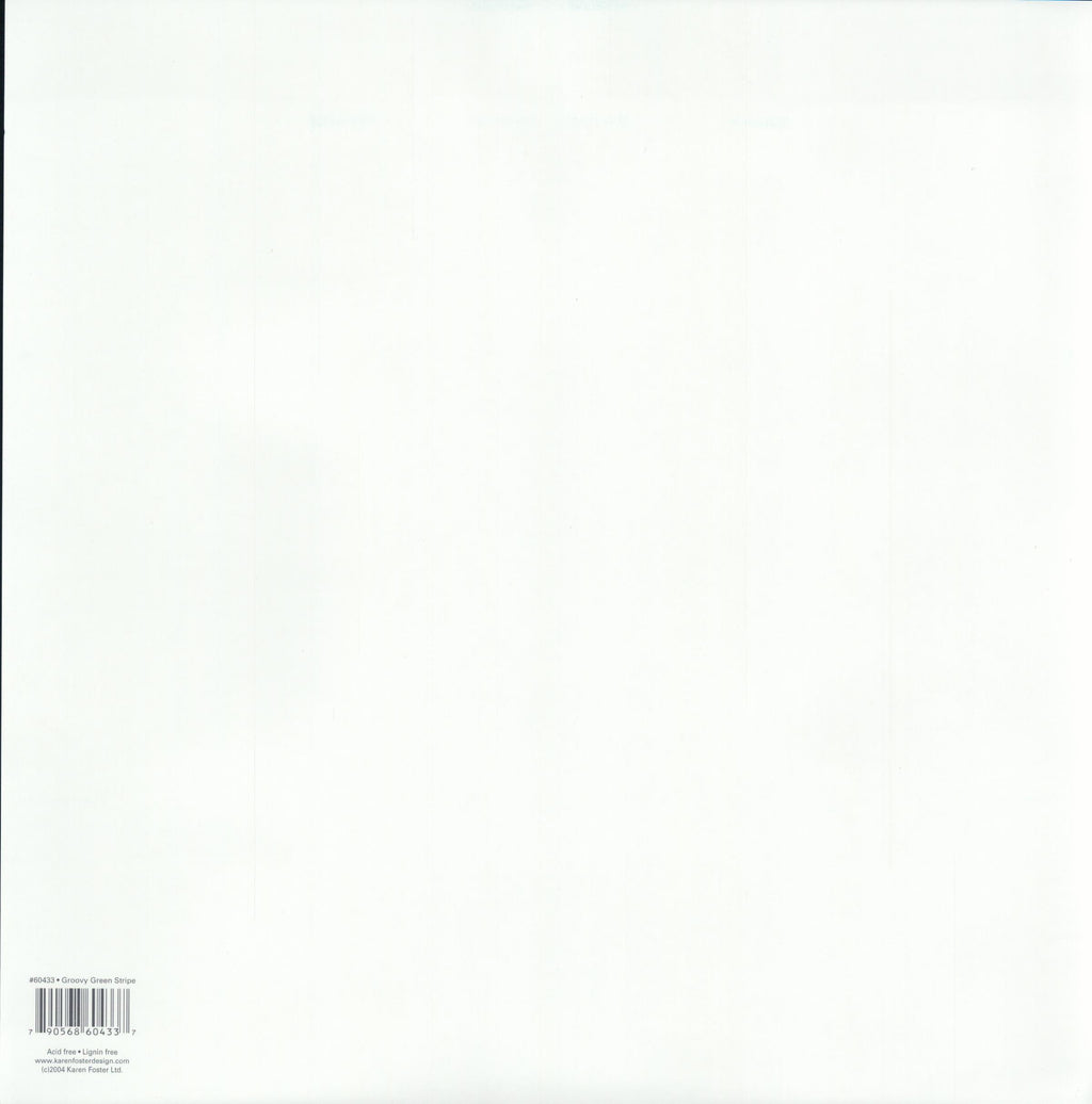 Karen Foster Design Groovy Green Stripe 12x12 scrapbook paper - reverse side plain white, item 60433, Karen Foster Ltd 2004 acid free lignin free