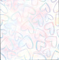 The Paper Studio Iridescent Hearts 12x12 scrapbook paper - large iridescent outlined hearts in soft pink, blue, lavender, yellow, and mint on white blush watercolor background