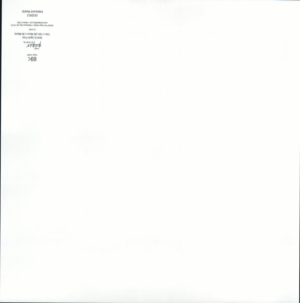 The Paper Studio Iridescent Hearts 12x12 scrapbook paper - reverse side, acid and lignin free, item 22-0462, Made in USA