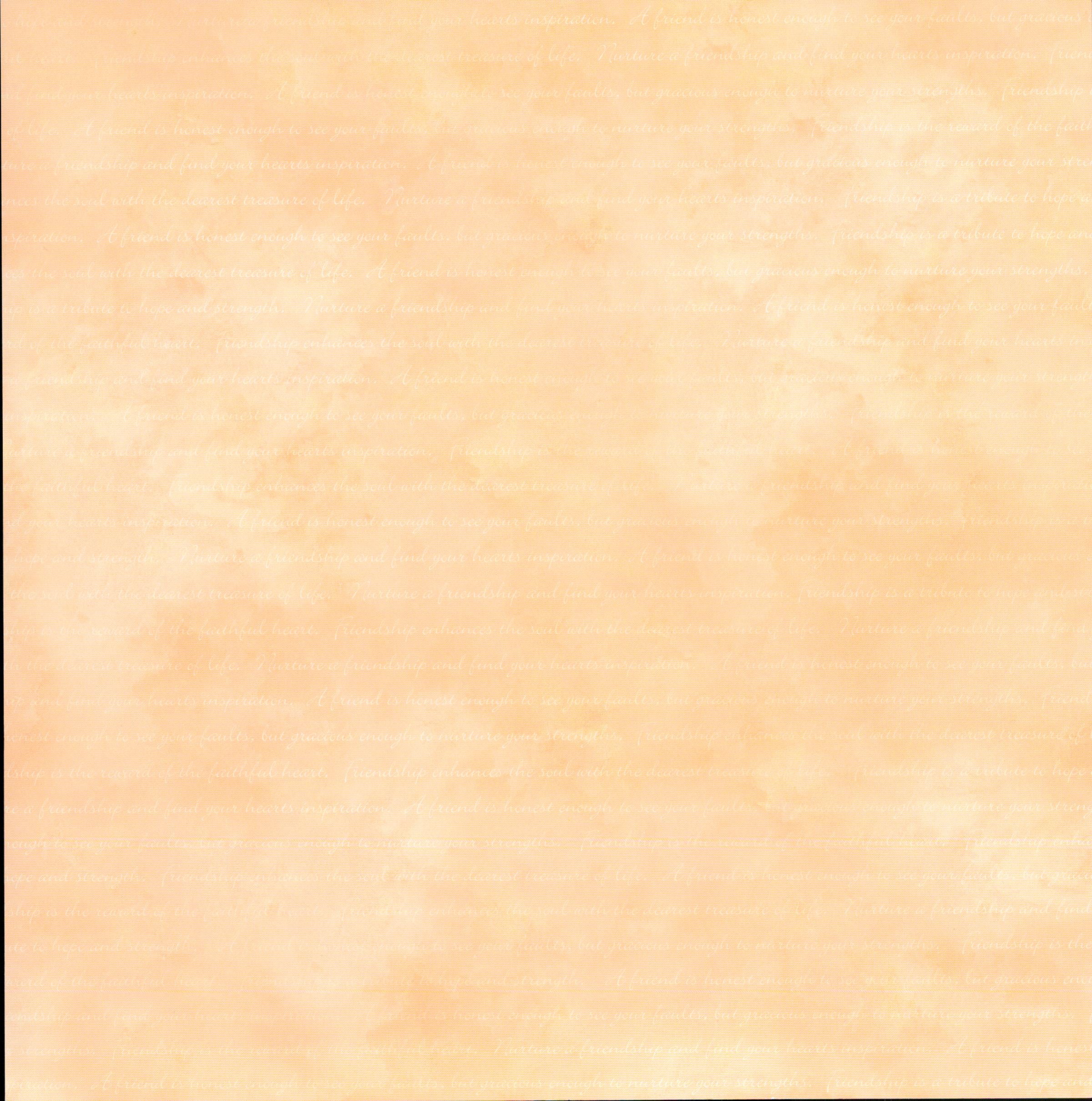 Crafts Etc Orange Friendship 12x12 scrapbook paper - soft watercolor wash texture in warm peach apricot cream and orange tones