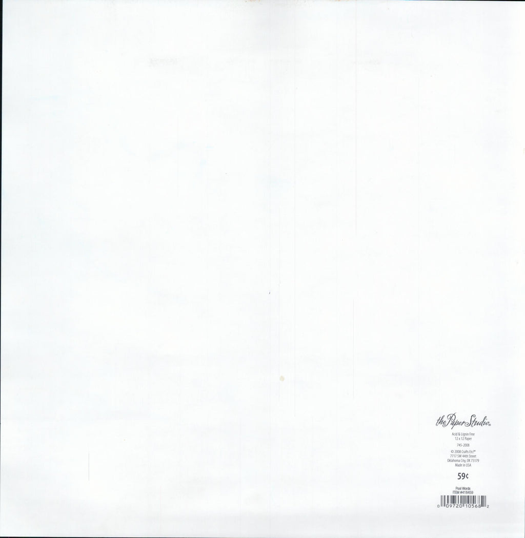 The Paper Studio Pool Words 12x12 scrapbook paper - reverse side plain white, item 418458, Crafts Von Oklahoma City OK Made in USA