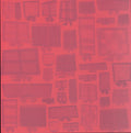 Karen Foster Design Red Presents 12x12 scrapbook paper - tone-on-tone red with scattered gift box and present shapes in deeper crimson