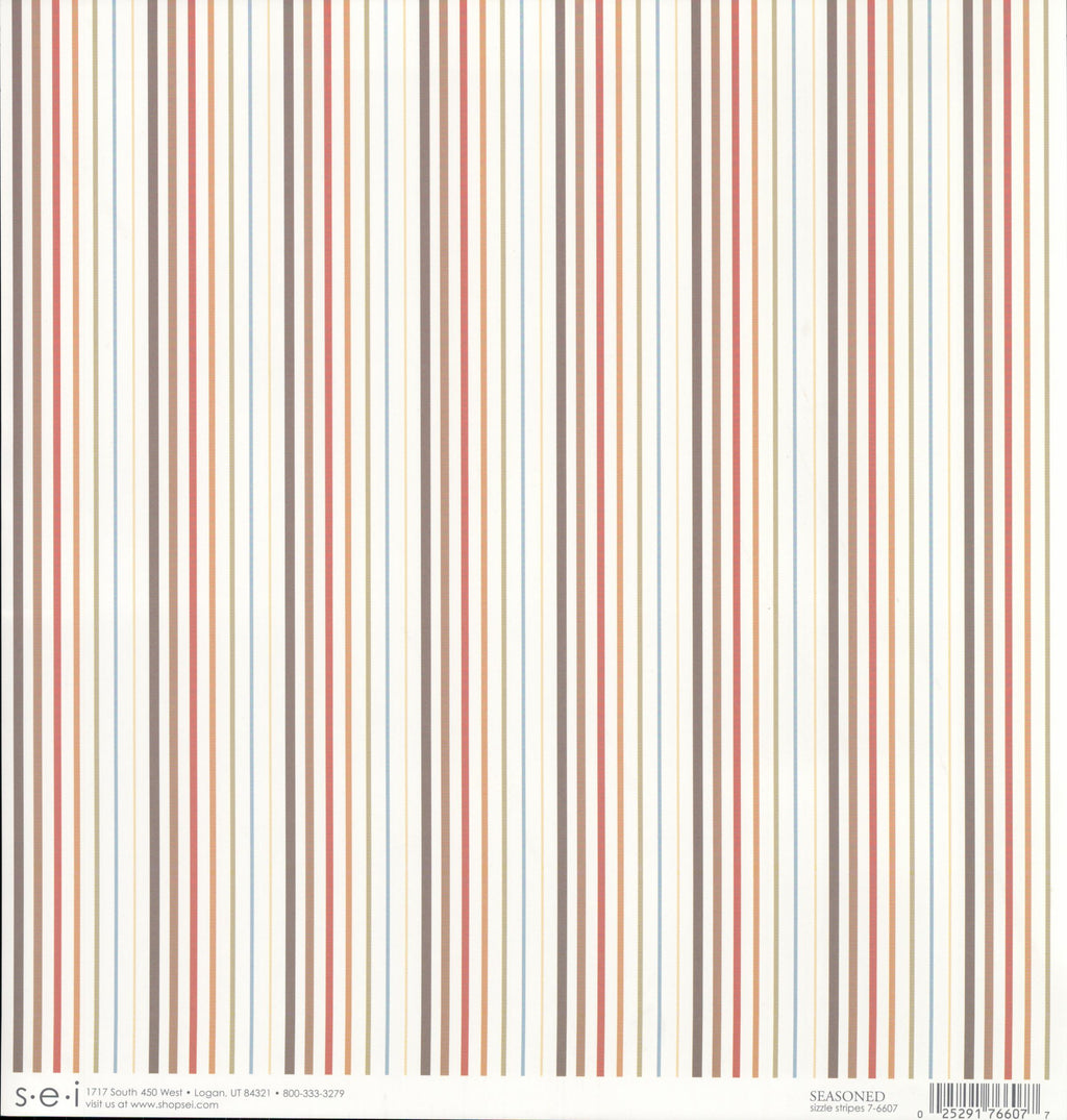 SEI Seasoned Sizzle Stripes - multicolor pinstripes on white 12x12 double-sided cardstock