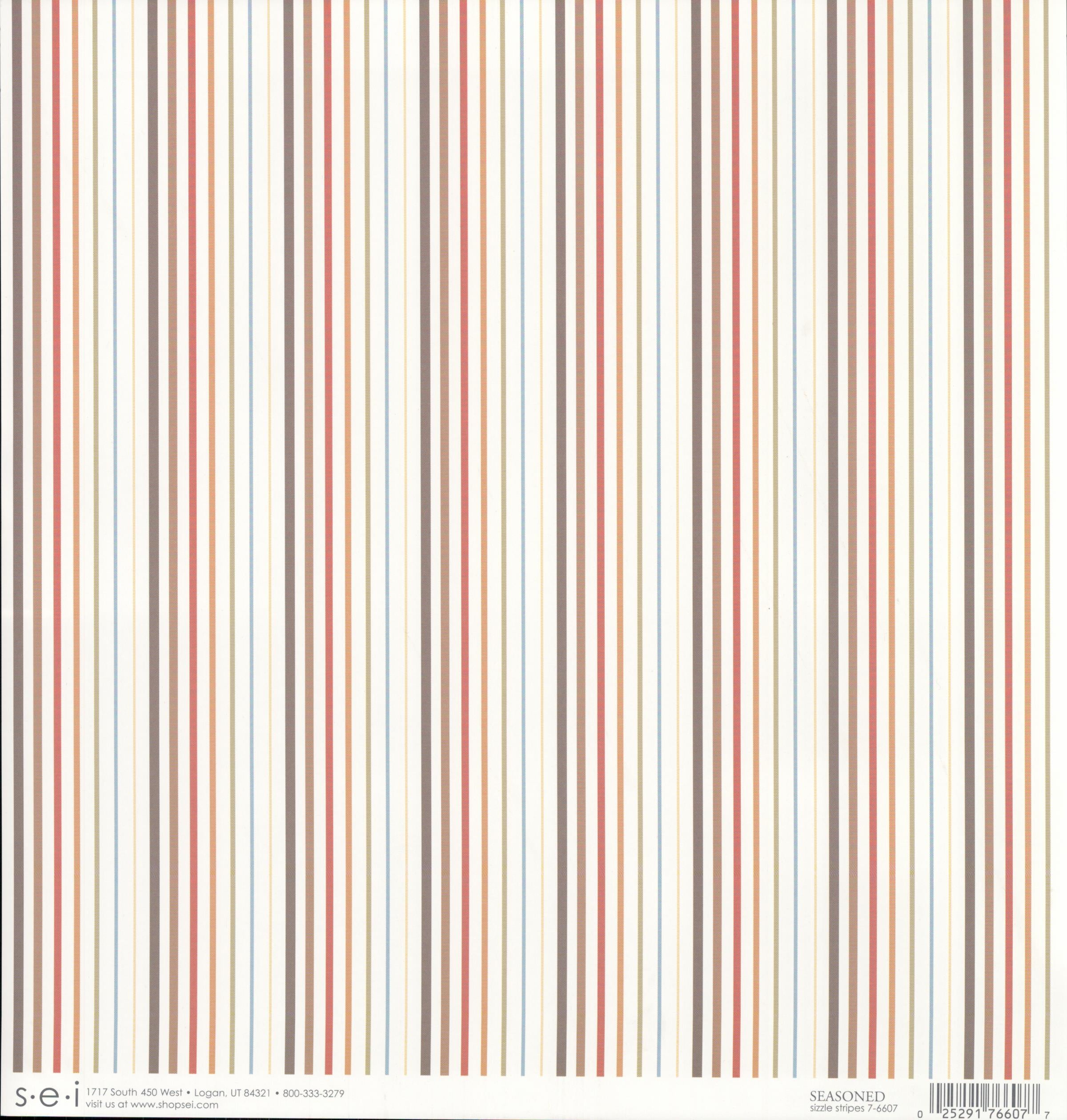 SEI Seasoned Sizzle Stripes - multicolor pinstripes on white 12x12 double-sided cardstock
