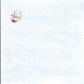 PSX Papers for Creativity Snowman Corner 12x12 scrapbook paper - soft blue mottled background with charming snowman corner accent in red, green, and gold