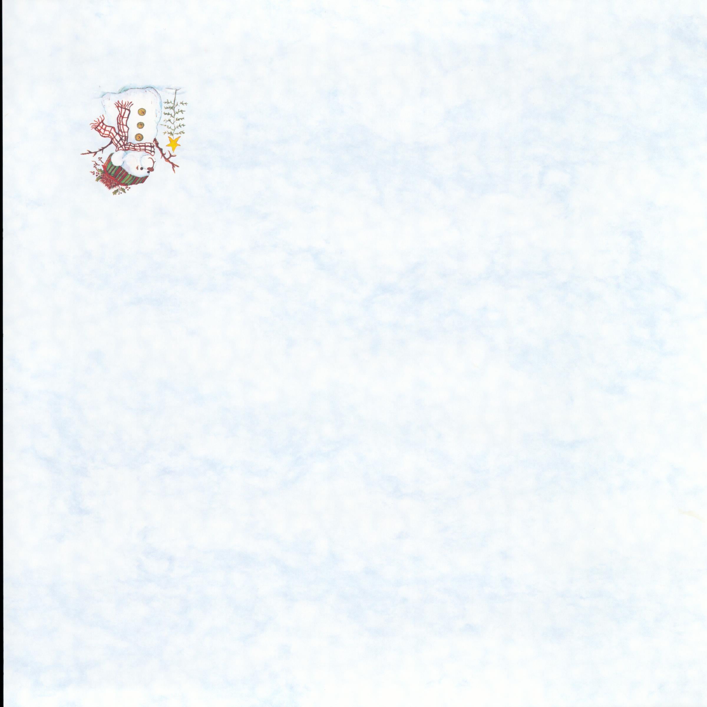 PSX Papers for Creativity Snowman Corner 12x12 scrapbook paper - soft blue mottled background with charming snowman corner accent in red, green, and gold