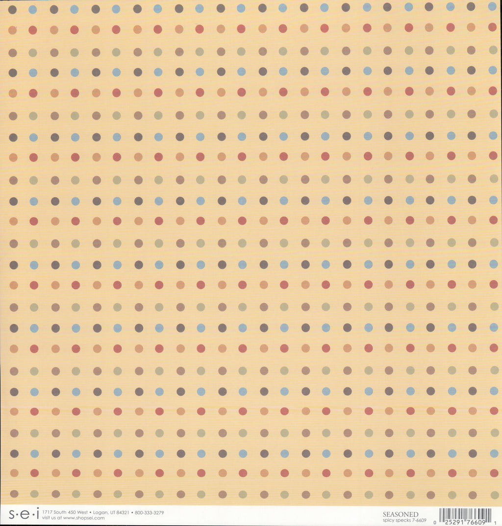 SEI Seasoned Spicy Specks - multicolor polka dots on peach/butter 12x12 double-sided cardstock