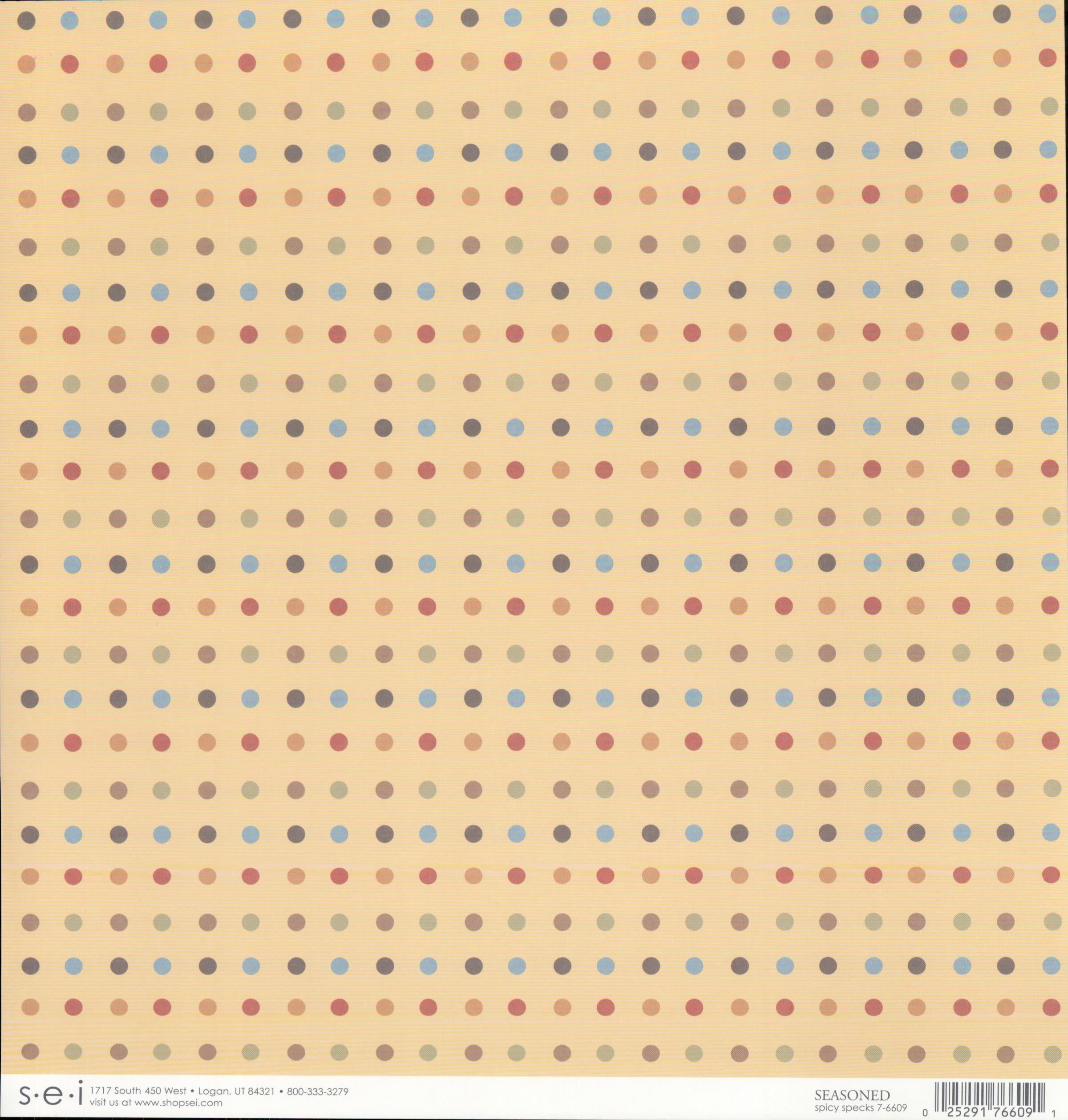 SEI Seasoned Spicy Specks - multicolor polka dots on peach/butter 12x12 double-sided cardstock