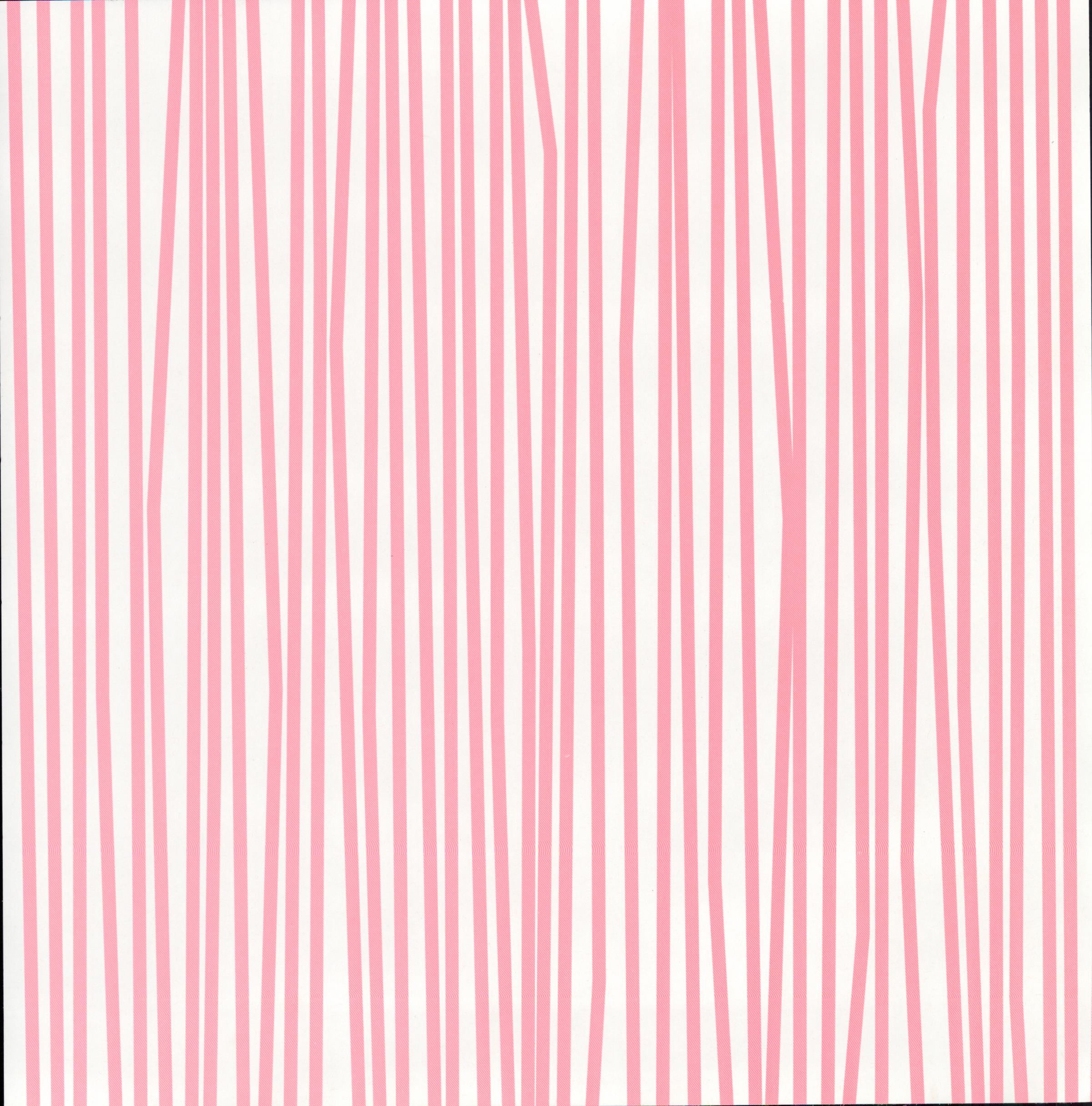 Leisure Arts Jenna Thin Stripe Pink 12x12 scrapbook paper - delicate hand-drawn style thin vertical pink stripes on white background