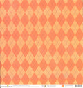 Imagination Project Gin-X Leaves at Breakfast Vernon's Sweater 12x12 cardstock — tone-on-tone argyle diamond pattern in coral, salmon, peach and golden orange with dashed stitch lines