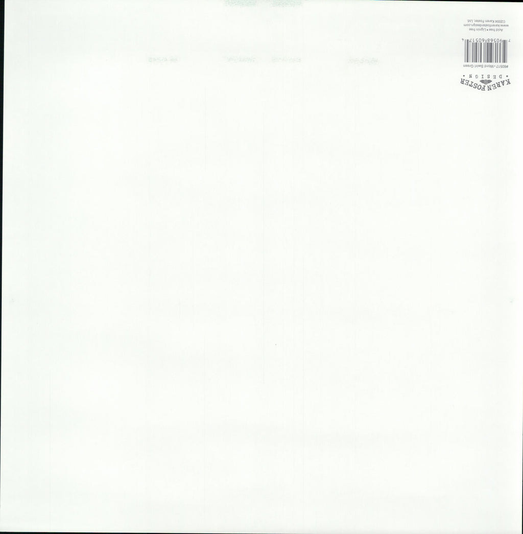 Karen Foster Design Word Swirl Green 12x12 scrapbook paper - reverse side, acid free, lignin free, item 90517, Made in USA