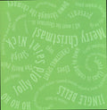 Karen Foster Design Word Swirl Green 12x12 scrapbook paper - bright lime green background with tone-on-tone Christmas words and phrases swirling in all directions