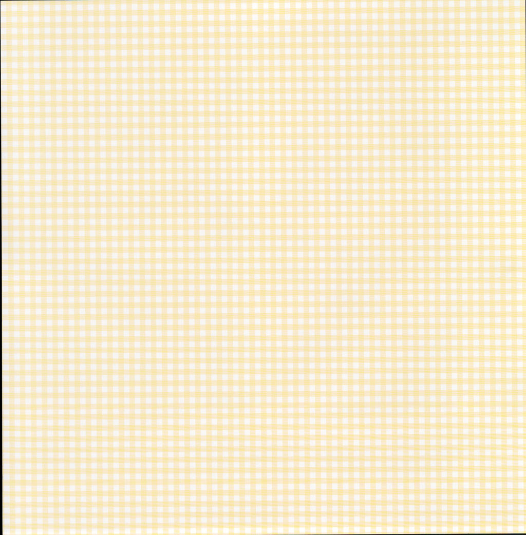 Pale Yellow Gingham 12x12 scrapbook paper - delicate micro-check gingham pattern in soft butter yellow and white